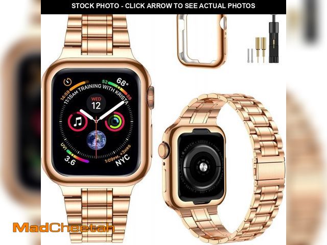 Lot 74-12329297 - MioHHR Solid Stainless Steel Band Compatible with Apple Watch 38mm 40mm, Metal Strap with Soft TPU C...