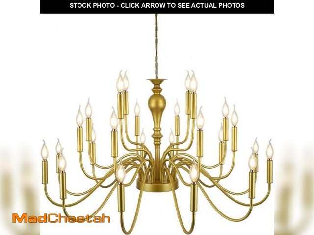 Lot 74-12352687 - Gold Chandelier,24-Light Farmhouse Chandelier for Dining Room Lighting Fixtures Hanging, Dining Ligh...