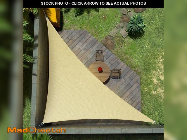 Lot 74-14206064 - Amgo 12' x 12' x 17' Beige Right Triangle Sun Shade Sail Canopy Awning Cloth AGTAPRT12 - UV Blockage...