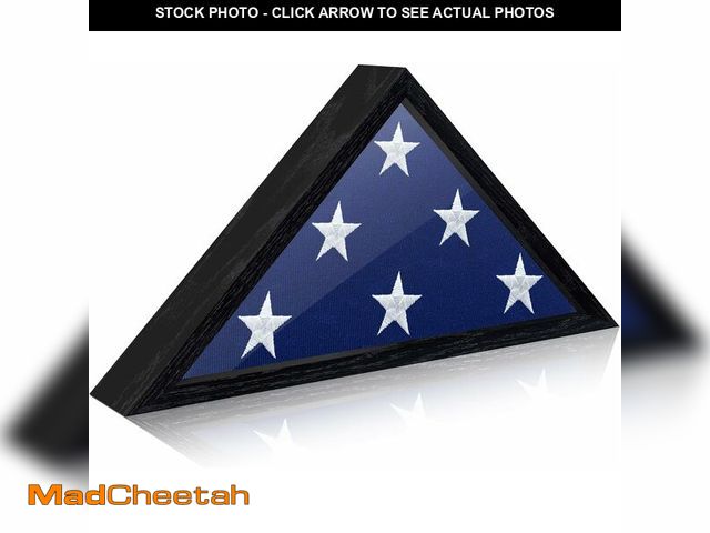 Lot 74-14250779 - Flyjoe Flag Display Case for 5' x 9.5' American Veteran Burial Flag Solid Oak Wood Flag Frame with T...