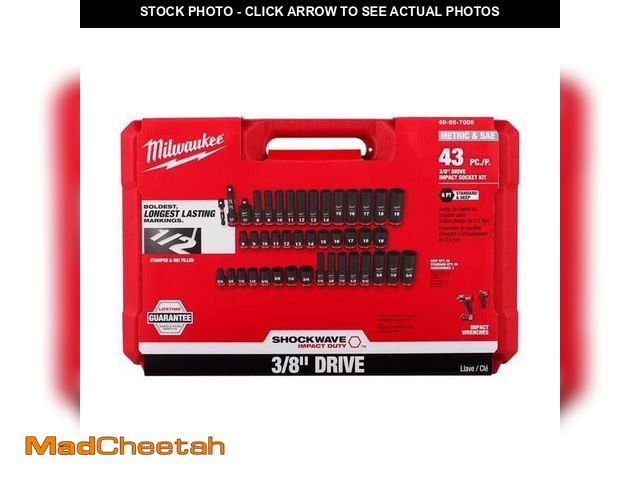 Lot 74-13129647 - Milwaukee SHOCKWAVE 3/8 in. Drive SAE and Metric 6 Point Impact Socket Set (43-Piece) - UNUSED