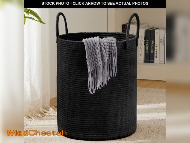 Lot 74-13550672 - YOUDENOVA Woven Rope Laundry Hamper Basket, 58L Tall Laundry Basket, Baby Nursery Hamper for Blanket...