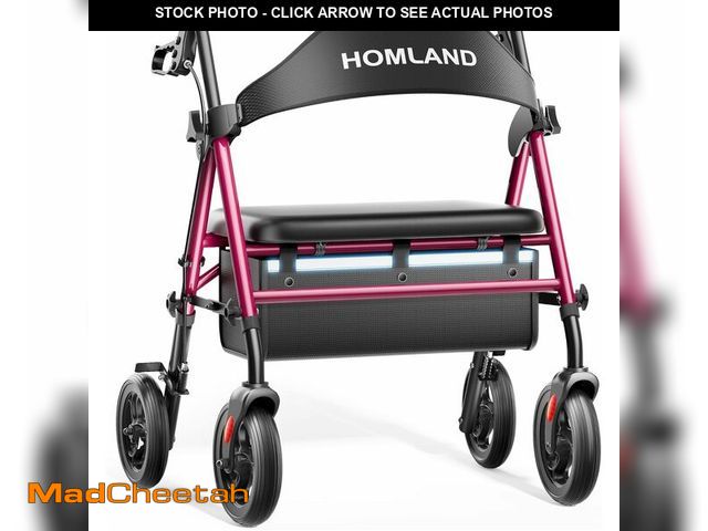 Lot 74-13582390 - HOMLAND Bariatric Walkers for Seniors, 500lb Heavy Duty Rollator Walker with Extra Wide Padded Seat,...