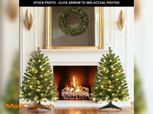 Lot 74-12800983 - (ONE TREE DOES NOT LIGHT UP) 2 Pack 3 FT Pre-Lit Christmas Tree w/ 70 Lights 163 Tips, Hinged Artifi...