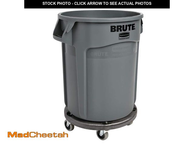Lot 74-12464467 - *SEE DETAILS* Rubbermaid Commercial Products Brute 32 Gal. Trash Can Plus Dolly Combo Pack *SEE DETA...