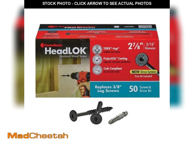 Lot 74-14073631 - (MISSING DRILL BIT) 2-7/8 in. HeadLOK Structural Wood Screws Flat Head Wood Screws, Black (50-Pack) ...