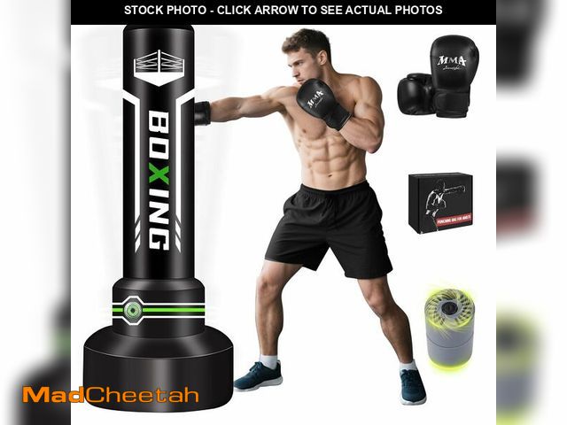 Lot 74-12706922 - Upgrated Standing Punching Bag for Adults, Boxing Bag with Automatic Built in Air Pump and 12OZ Glov...