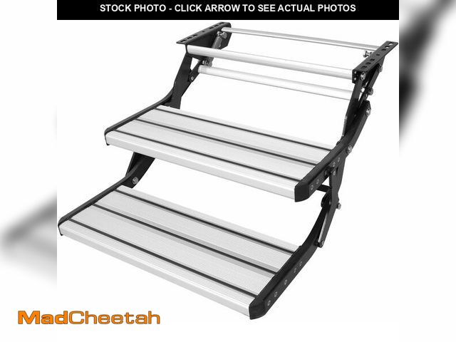 Lot 74-12544350 - (MISSING HARDWARE ) RV Steps, 2-Step, Manual Retractable RV Stairs, 440 LBS Load Capacity, Foldable ...