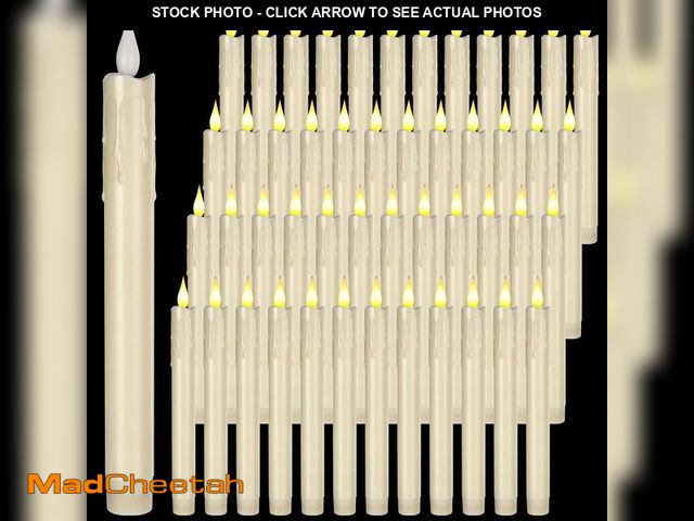 Lot 74-13540511 - Baquler 48 Pcs 8.8 Inch Ivory Flameless Taper Candles LED Candle Sticks Battery Operated Flickering ...