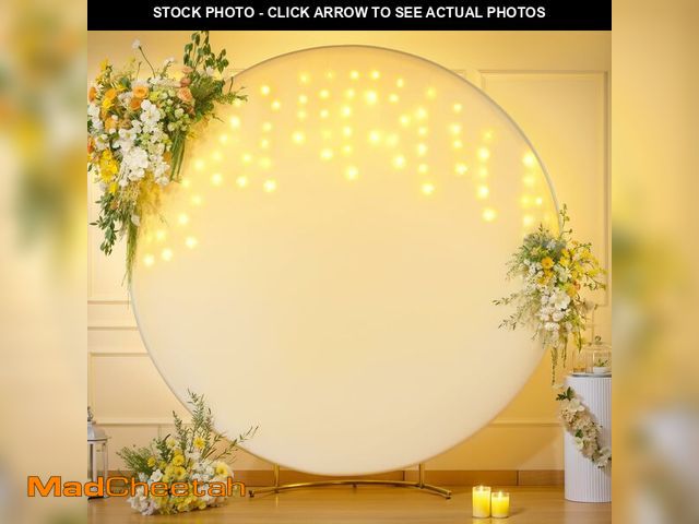 Lot 74-12708687 - 6.6 FT Ivory Round Backdrop Cover with Lights String for Circle Arch Stand Circle Backdrop Covers wi...