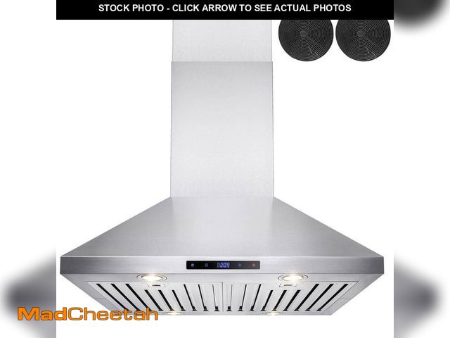 Lot 74-13738713 - AKDY 30 in. Convertible Kitchen Island Mount Range Hood in Stainless Steel with Touch Control and Ca...