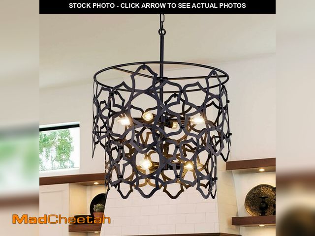 Lot 74-13213590 - Wellmet Boho Black Chandelier, Modern Black Pendant Light, 7-Light Farmhouse Vintage Chandelier, for...