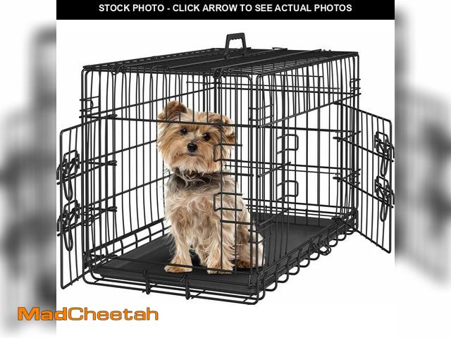 Lot 74-12665425 - Yaheetech 30 inch Double Door Dog Crate w/Divider for Puppy, Collapsible Metal Dog Kennel with Remov...