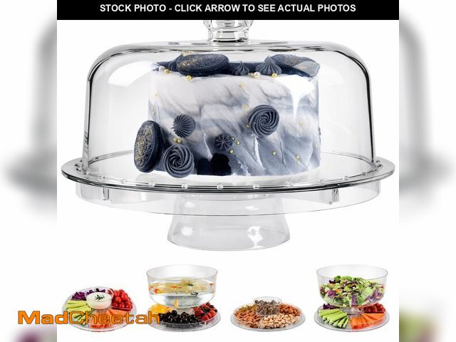 Lot 74-14268786 - JOCHER Cake Stand with Acrylic Dome Cover, 6-In-1 Multi-Purpose Cake Stand with Lid, 12.2", Acrylic ...