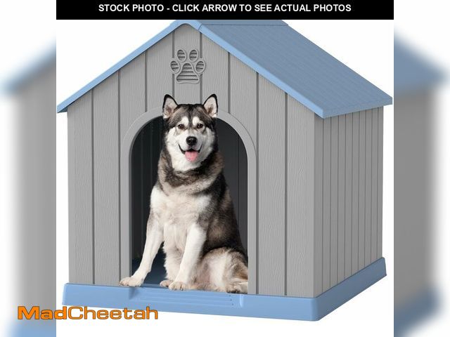 Lot 74-12760104 - Fancyango Large Dog House Outdoor Indoor, Durable Plastic Waterproof Doghouse with Air Vents and Ele...