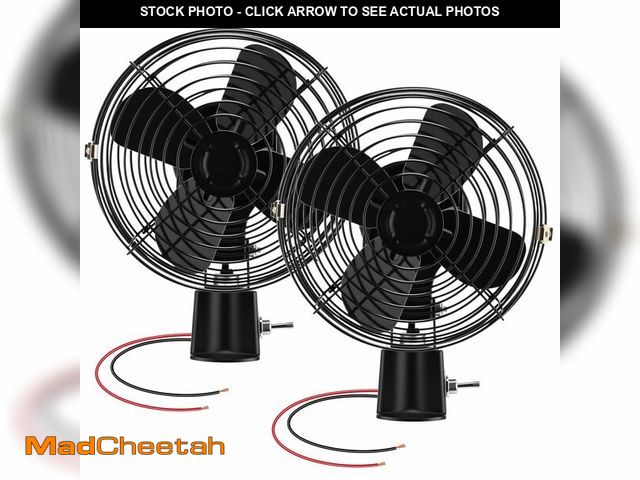 Lot 74-14340724 - Tujoe 2 Pcs 12V RV 6 Inch Cooling Fan with 2 Speed Switch Heavy Duty Black Portable Manual Swivel Me...