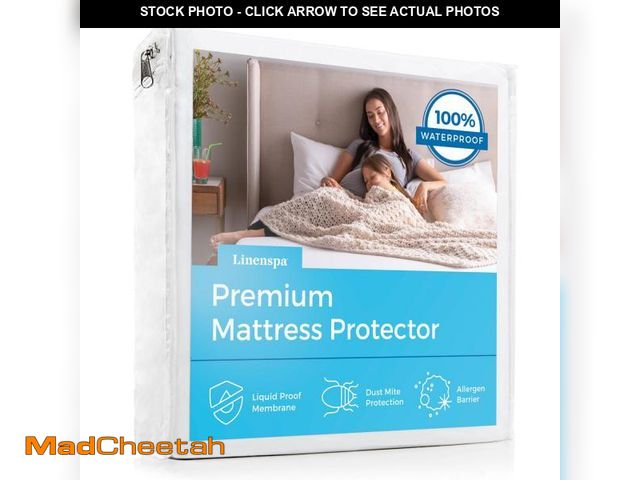 Lot 74-12217855 - LINENSPA Premium Waterproof Mattress Protector - Full XL Size - Breathable - Fitted Style - Machine ...