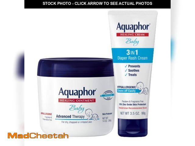 Lot 74-14377976 - Aquaphor Baby Healing Ointment (14 Oz) + 3-in-1 Diaper Rash Cream (3.5 Oz), Hypoallergenic and Fragr...