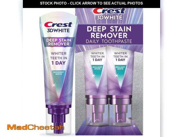 Lot 74-14146257 - 3D White Deep Stain Remover Toothpaste, Teeth whitening for Adults, 3.1oz, 2 Pack, Sensitivity Safe,...