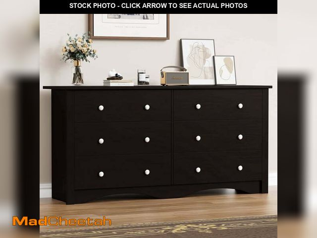 Lot 74-14438003 - Vineego 58'' 6 Drawers Dresser, Rustic Modern Chest of 6 Drawers Extra Wide Double Dresser for Maste...