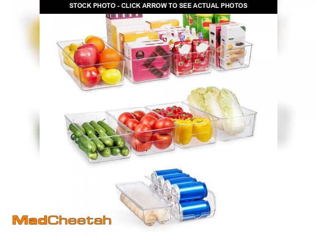 Lot 74-12406865 - Vtopmart Set of 10 Fridge Organizer, Refrigerator Organizing Bins with Handles, BPA-Free Clear Plast...