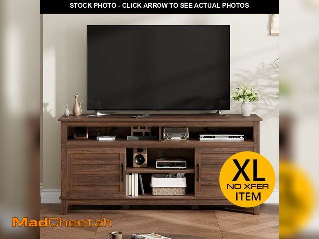 Lot 74-14610704 - Garvee 63 Inch TV Stand, Entertainment Center with Adjustable Shelves, Farmhouse TV Stand with Cabin...