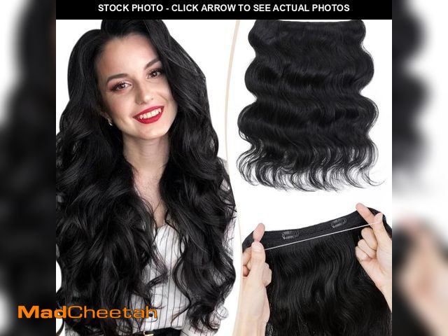 Lot 74-11905373 - Benehair Halo Hair Extensions Real Human Hair 22 Inch Invisible Wire Hair Extensions with Fish Line ...