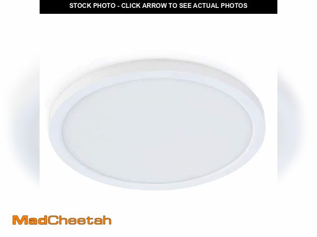 Lot 74-12555375 - 10.5-Watt Integrated LED Flush Mount 7.5 in. White Round Dimmable Flat Panel Ceiling with Color Chan...