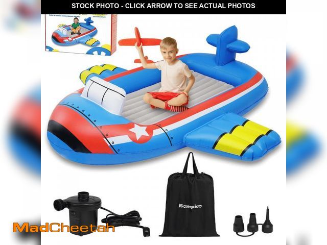 Lot 74-12051908 - ROMPICO Inflatable Toddler Travel Bed with Safety Bumper,Portable Fighter Jet Toddler Bed Air Mattre...