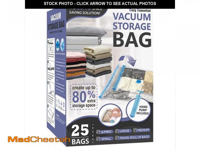 Lot 74-11545377 - 25 Pack Vacuum Storage Bags, Space Saver Vacuum Storage Bags, Vacuum Seal Bags for Clothing, Clothes...