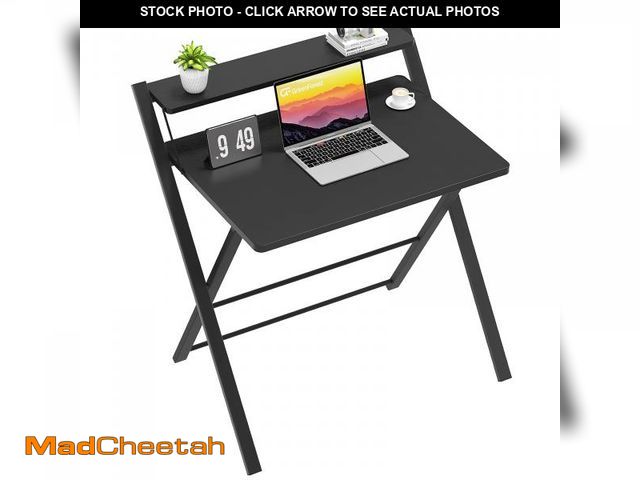 Lot 74-12538691 - GreenForest No Assembly Folding Desk, 2-Tier Compact Computer Desk with Shelf, Space Saving Foldable...