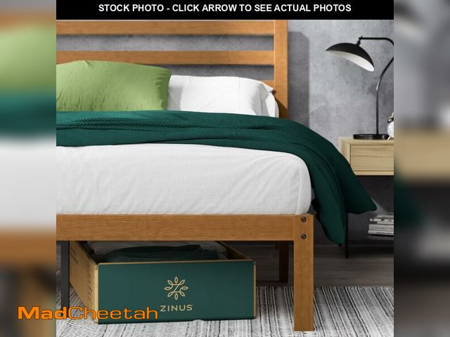 Lot 74-13073073 - Zinus Leah Bamboo Platform Bed Frame with Headboard, No Box Spring Needed, Wood Slat Support, Easy A...