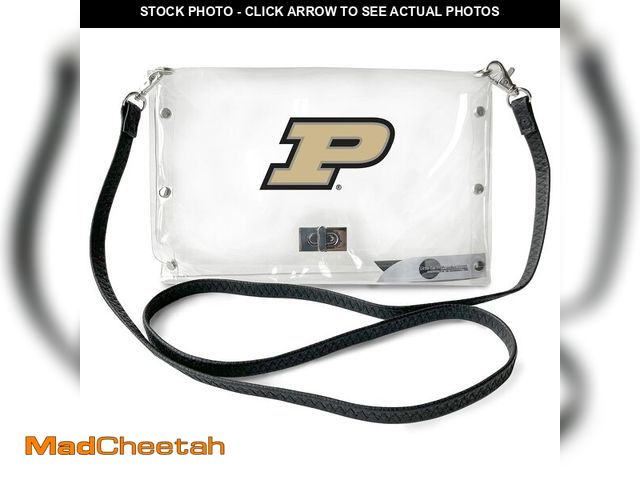 Lot 74-14210869 - Littlearth NCAA Purdue Boilermakers Clear Envelope Purse with Black Fashion Strap, Team Color, 10" x...