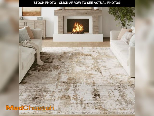 Lot 74-12541882 - Fmfunctex 5x7 Washable Abstract Area Rug Brown Grey Neutral Modern Large Non Slip Carpet for Living ...