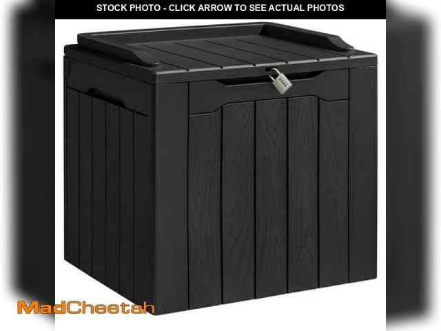 Lot 74-12421082 - Homall 31 Gallon Outdoor Deck Box in Resin with Seat  Black - UNUSED