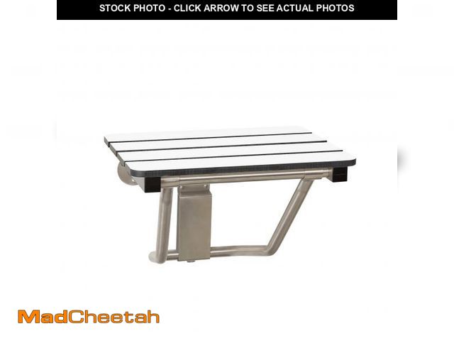 Lot 74-12386119 - 28" x 15" Phenolic White 3Ã¢â¬Â Slats Folding Wall Mount Shower Seat Bench, ADA Compliant - UNUSED