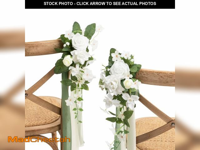 Lot 74-14269528 - Ling's moment 2 Wedding Artificial Aisle Pew Flowers Chair Decorations Arrangements with Chiffon Rib...