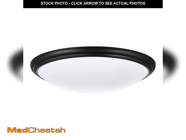 Lot 74-12554652 - 12 in. Light Matte Black and White Adjustable CCT Integrated LED Ceiling Flush Mount Fixture with In...