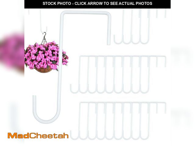 Lot 74-14148430 - HNBun 24PCS Vinyl Fence Hooks, 2 x 6 Inches White Powder Coated Fence Hangers Metal Patio Hooks for ...