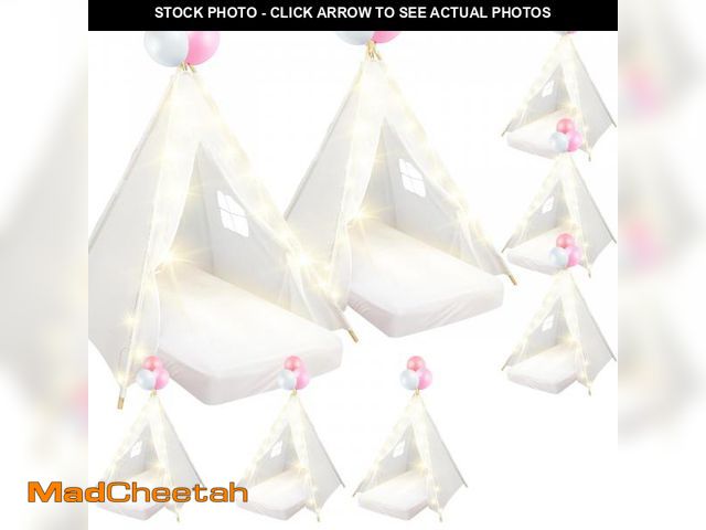 Lot 74-12174729 - 8 Pack Sleepover Tent for Girls Party,Teepee Tent for Kids Slumber Party Bulk with Light String,Air ...