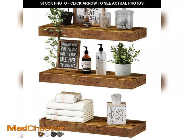 Lot 74-12119938 - QEEIG Floating Shelves for Wall Bathroom Shelf Bedroom Kitchen Living Room Hanging Book Shelves Smal...