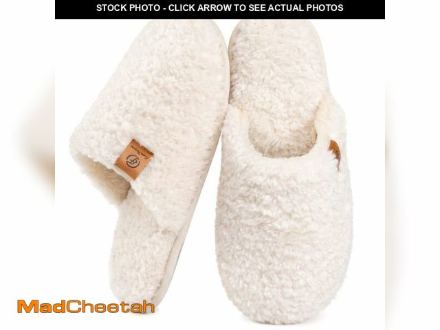 Lot 74-14296742 - EverFoams Women's Fuzzy Slip-on Slippers Warm Cozy Soft Lightweight Memory Foam Indoor House Shoes C...