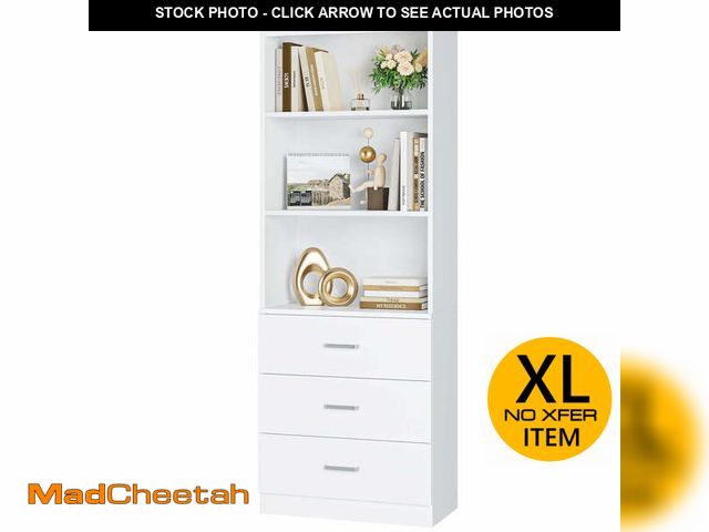 Lot 74-12802571 - Homfa 71" Tall Bookcases with 3 Large Drawers, 3 Tier Wooden Storage Bookshelf for Living Room Home ...