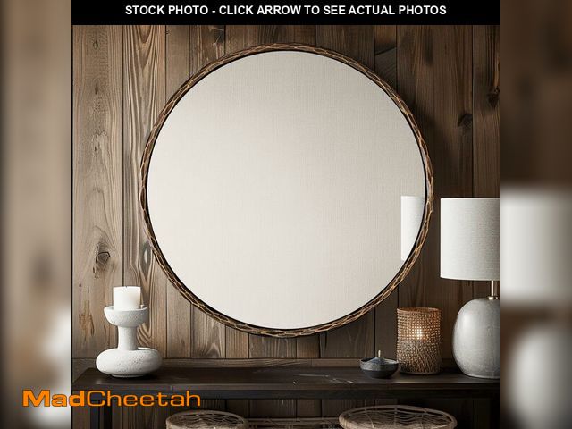 Lot 74-12821285 - ANDY STAR Hand-Forged Bronze Round Bathroom Mirror, 36 Inch Antique Oil Rubbed Bronze Circular Mirro...