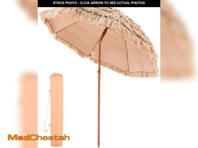 Lot 74-12510621 - VEVOR Tiki Umbrella, 6 ft Thatched Patio Umbrella with Tilt, Hawaiian Style Beach Parasol with Durab...