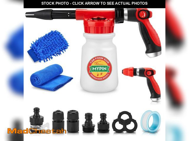 Lot 74-13713147 - Car Wash Foam Gun/Hose Sprayer, 16 IN 1 Cannon, Adjustable with 2.5-6 Ratio Dial Foam Blaster, 1L Bo...