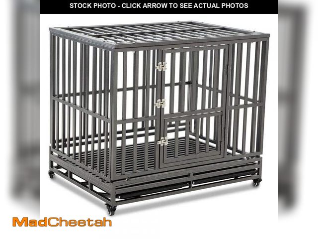 Lot 74-12391585 - LUCKUP Heavy Duty Dog Cage Metal Kennel and Crate for Medium and Large Dogs, Pet Playpen with Four W...
