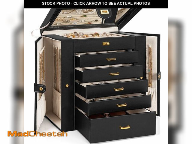 Lot 74-13711886 - AKOZLIN Huge Jewelry Box Organizer Functional Extra Large Leather Jewelry Storage Case for Women Gir...