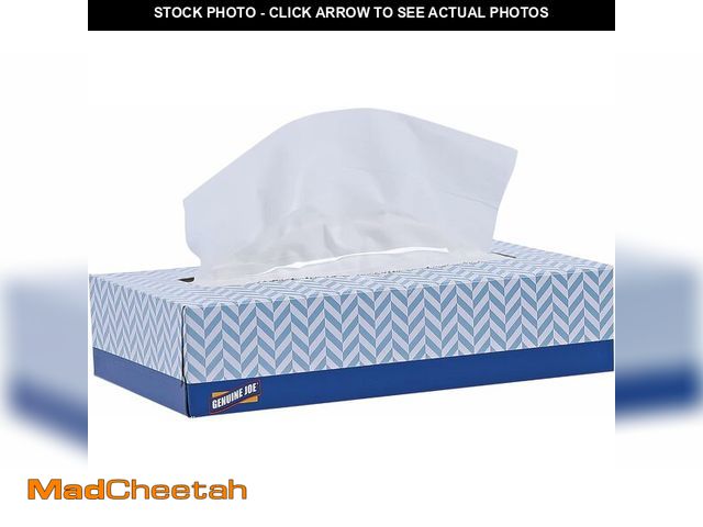 Lot 74-13042105 - Genuine Joe Facial Tissue, 7.9" x 7.5", 2-Ply, 100 Sheets/Box, 30 Count - UNUSED