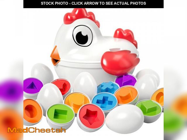 Lot 74-12313834 - TEMI Toddler Chicken Easter Eggs - Color Matched Game Shape Sorter with 6 Toy Eggs for Kids 3-5, Fin...